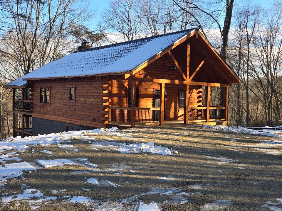 WILDLIFE ESCAPES CABIN Exterior view of Wildlife Escape cabin in Hocking Hills Ohio