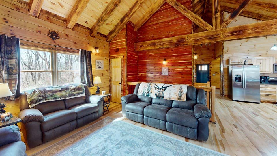 willifeesp-mar26-41 Scenic view of the cabin’s entrance during a quiet morning in the woods.